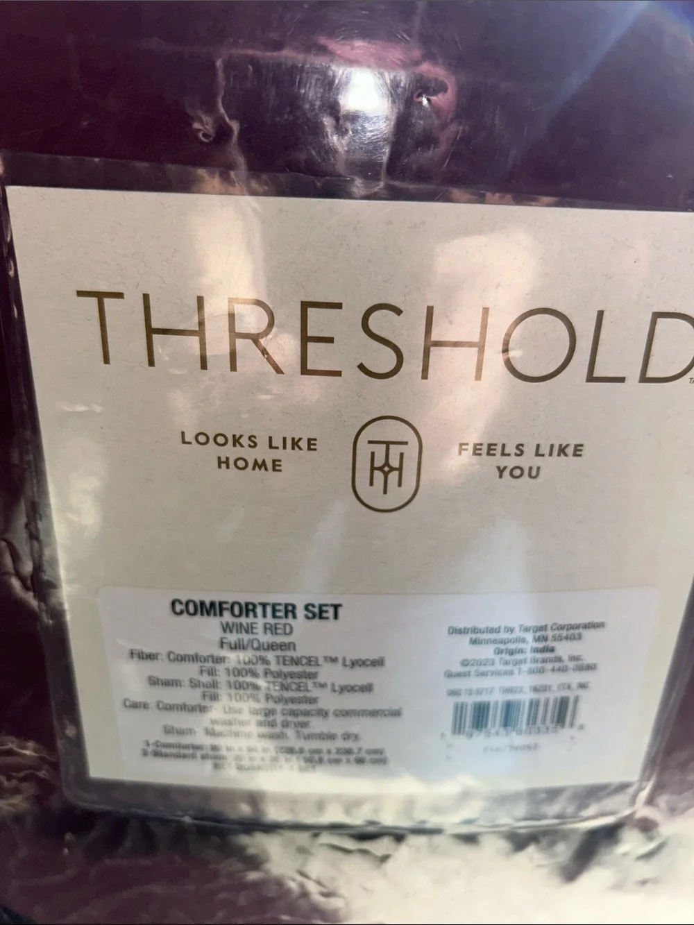 Threshold F/Q TencelComforter & Sham Set - Wine Red